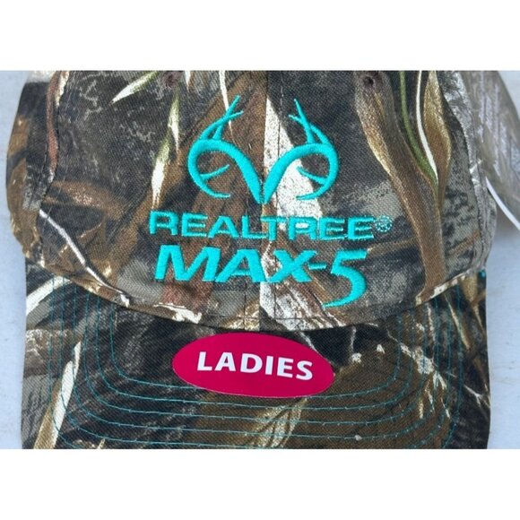 Ladies Realtree Max-5 Camo Teal Blue Baseball Cap Adjustable ONE SIZE (NWT) - Picture 2 of 10